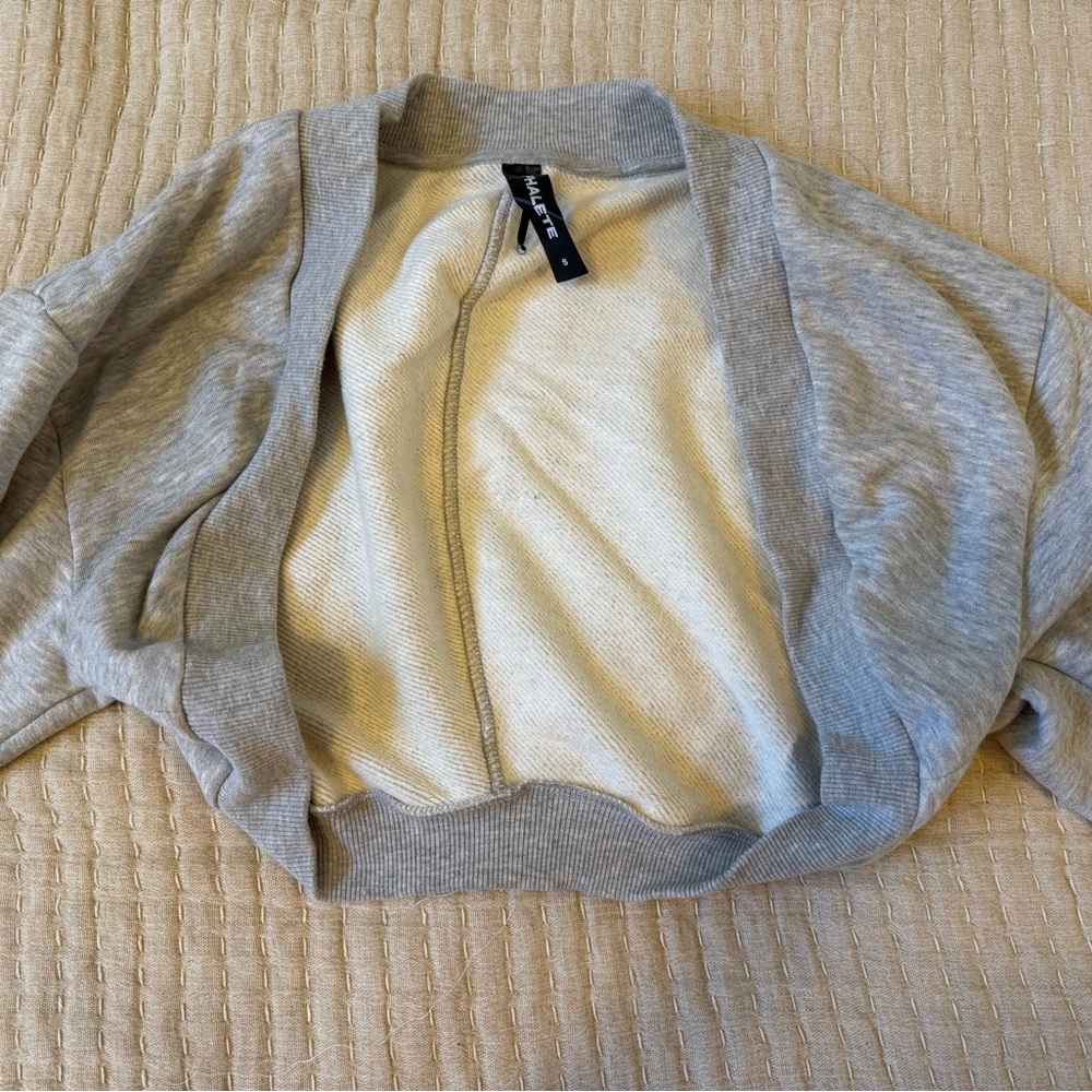 Gray Open Front Cardigan